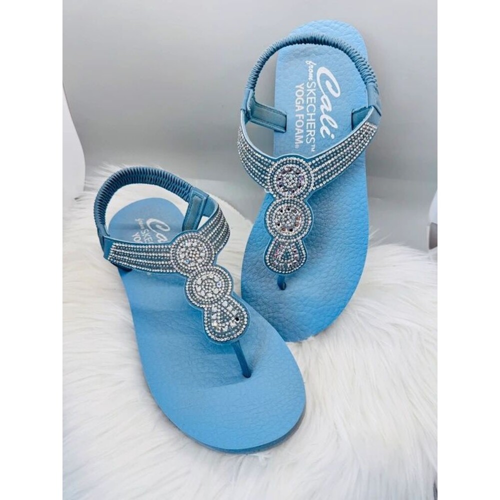 Skechers Meditation Stars & Sparkle Slingback Sandals Blue Rhinestone Bling